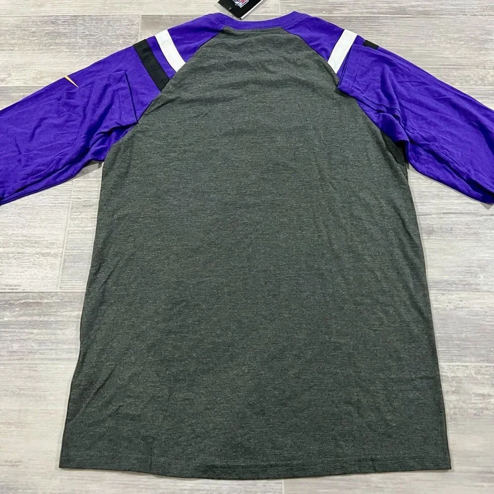 Minnesota Vikings Nike NFL Charcoal/Purple Long‎ Sleeve Raglan Shirt Men's Small